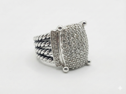 David yurman sterling silver with diamonds wheaton ring.