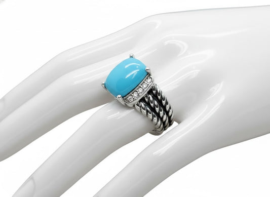 Solara Petite Sterling Silver & Tourquoise Ring