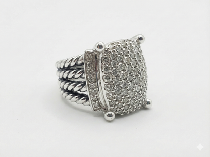 David yurman sterling silver with diamonds wheaton ring.