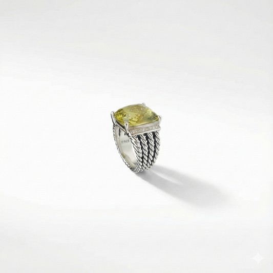 Solara Sterling Silver & Champagne Citrine Ring.