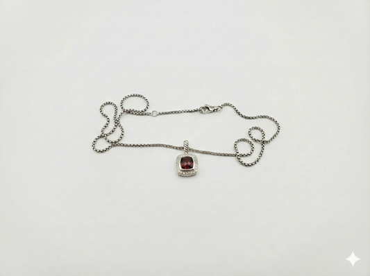 Petite Bellara Sterling Silver Red Garnet & Diamonds