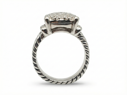 David yurman sterling silver with diamonds wheaton ring.