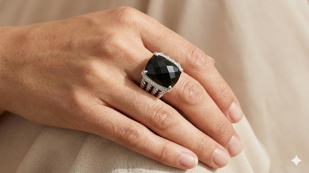 Solara Sterling Silver & Black onyx Ring