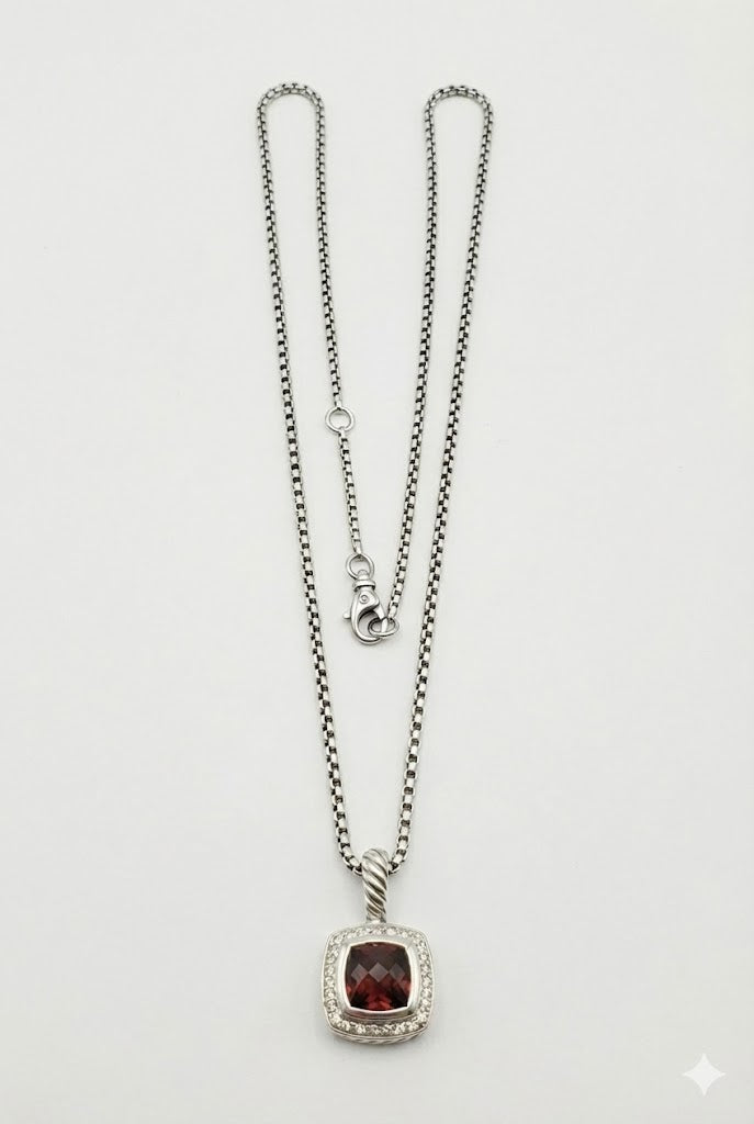 Petite Bellara Sterling Silver Red Garnet & Diamonds