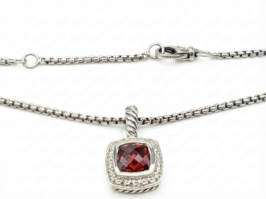 Petite Bellara Sterling Silver Red Garnet & Diamonds