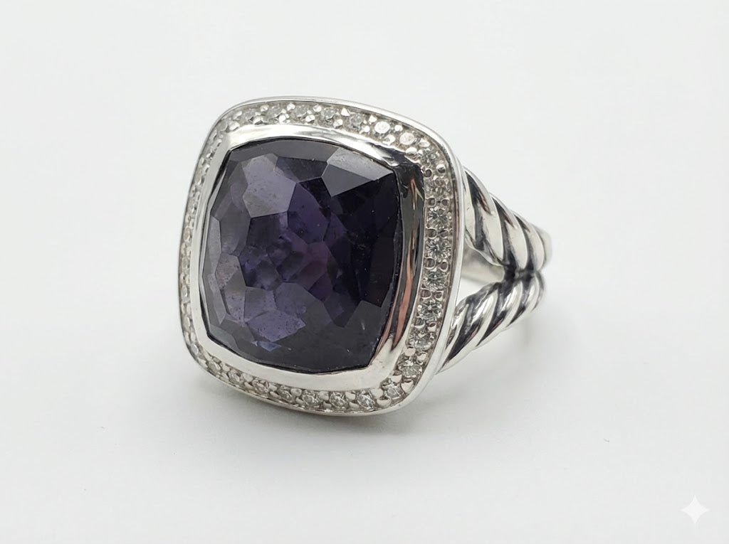 Bellara Sterling Silver, Black Orchid & Diamonds Ring