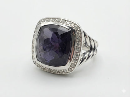 Bellara Sterling Silver, Black Orchid & Diamonds Ring