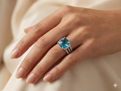 Solara Petite Sterling Silver & Tourquoise Ring